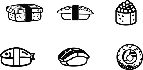 Various sushi and maki rolls on white background © saidur