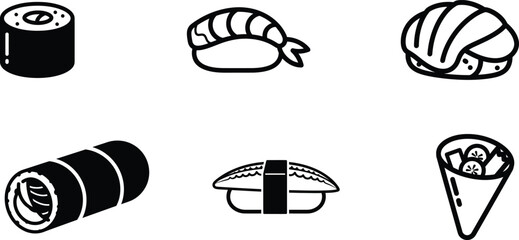 Various sushi and maki rolls on white background © saidur