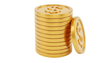 Stack of Gold Coins with Dollar Symbol.