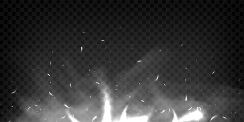 Fiery spark overlay with magic glowing embers and realistic smoke textures. These hot orange cinders and floating particles add a dangerous, flaming energy to blacksmith or grill themed designs. © Azat Valeev