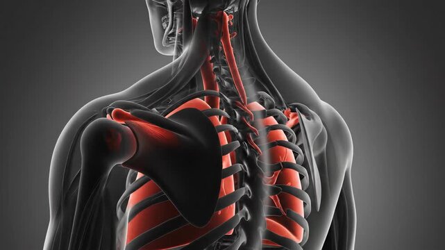 Anatomical illustration of human shoulder and upper body medical concept
