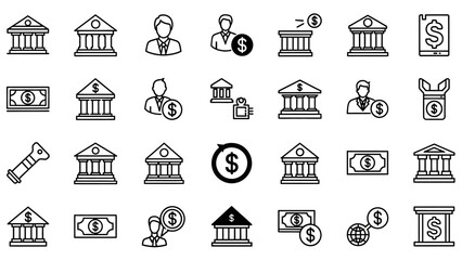 Collection of Bank and Finance Icons.