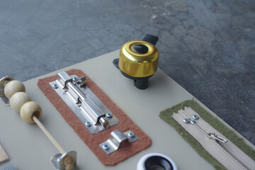 Close-up of a Sensory Activity Board for Toddlers