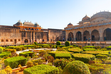 Amber Fort is a fort located in Amer, Rajasthan, India. Located high on a hill, it is the principal tourist attraction in Jaipur