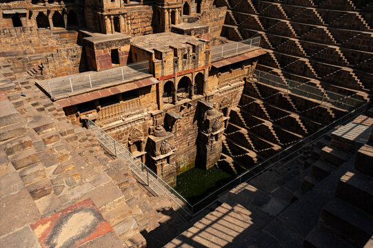 Chand Baori (stepwell) in the Abhaneri village is one of the oldest and most popular attractions in Rajasthan. One of the largest stepwells in the world