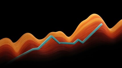 Abstract representation of business analytics with a colorful wave pattern and line graph, symbolizing growth, data analysis, and financial progress in technology