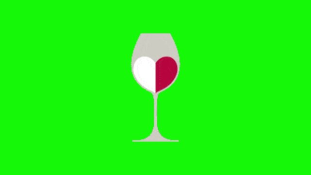 glass of champagne on green background loop animation