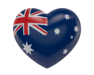 Australia love, patriotic heart with Australian flag, celebrate national pride and identity, show support for Australian athletes