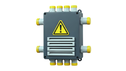 Electrical Junction Box with Warning Symbol and Multiple Connectors