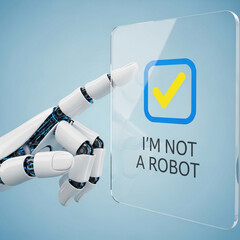 Robot Displays "I'm Not a Robot" Message on a Transparent Screen