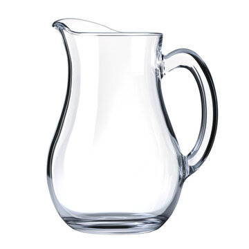A sleek and modern clear glass pitcher, perfect for adding a touch of elegance to any table setting or event