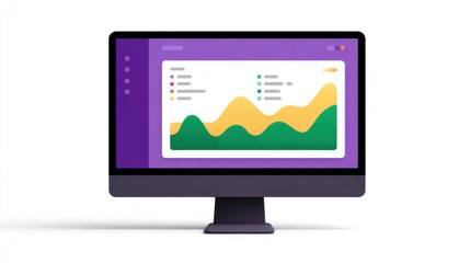 Colorful digital dashboard with graphs and data visualization on modern computer screen for analysis and presentations in business settings