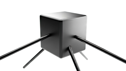 Black cube with radiating rods