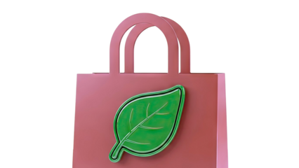 Brown shopping bag with a green leaf logo