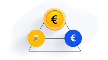 Conceptual illustration of euro currency symbolizing financial growth, investment strategies, and economic balance in a modern design format