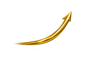 Golden arrow surging upward, symbolizing business growth, financial success, profit increase, and market trend rising