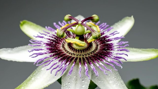 Time-Lapse Blooming Passion Flower Exotic Beautiful Botanical Macro Shot