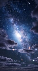 Celestial Dreamscape - A Night Sky Symphony of Stars and Clouds.