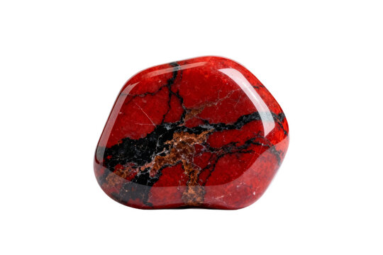 Polished Red Jasper Stone with Black Veins