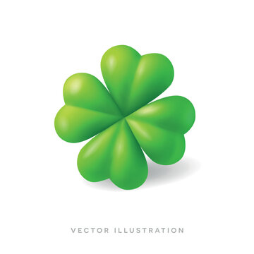 3d four leaf clover. Lucky casino symbol. Shamrock render, jackpot slot element, gambling icon. St. Patricks day illustration