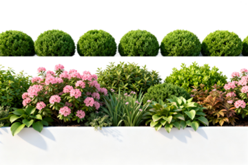 Well-Designed Flower Beds with Topiary and Flowers