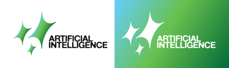 Futuristic AI badge combines a digital star icon with a clean circular brand identity. This innovative logo design symbolizes machine learning and smart bot technology for business applications.