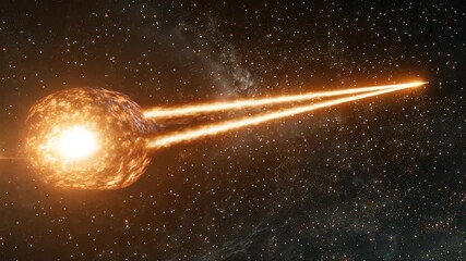 Fiery celestial body with streaks of light