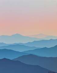 Layered Mountain Silhouettes with Soft Sky Gradient