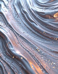 Abstract Metallic Surface with Reflective Water Droplets