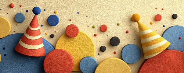 Fototapeta na wymiar Playful 3D Cartoon Clay Background with Happy Birthday Party Elements and Minimalist Design