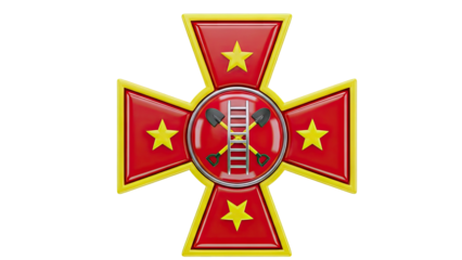 Firefighter Award Medal with Ladder and Shovels