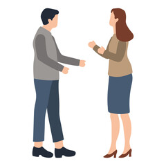 Man and Woman Standing While Talking Illustration