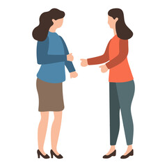 Two Women Standing in Conversation Illustration