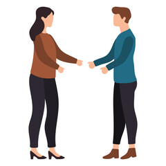 Man and Woman Standing Facing Each Other Illustration