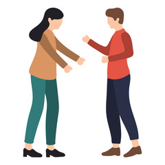 Woman and Man Standing While Talking Seriously Illustration