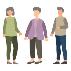 Three Elderly People Standing Illustration