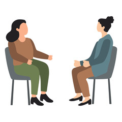 Two Women Sitting and Having a Discussion Illustration