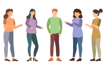 Casual People Standing and Talking Illustration