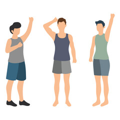 Three Men Standing in Tank Tops Illustration