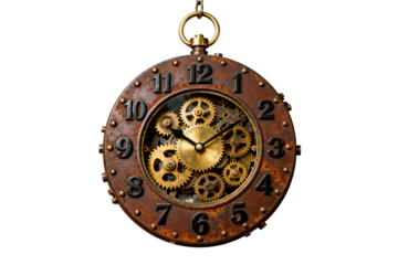 Vintage Industrial Pocket Watch with Gears