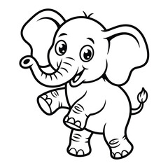 Fototapeta premium Joyful Elephant Illustration: A charming, outlined illustration of a playful elephant, radiating joy and fun. Its endearing features and engaging posture evoke a sense of playfulness and delight.