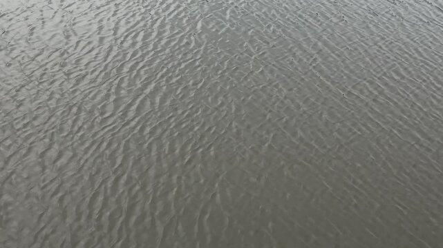 Gentle ripples on wide irrigation canal water surface, calm natural abstract texture