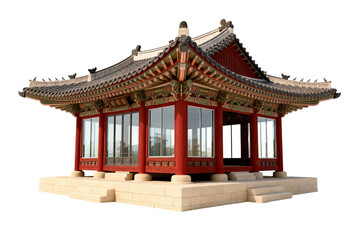 Obraz premium Traditional Korean Pavilion with Glass Walls