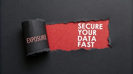 Secure Your Data Fast with Eye-Catching Red and Black Design Emphasizing the Risk of Exposure in Digital Security Concepts