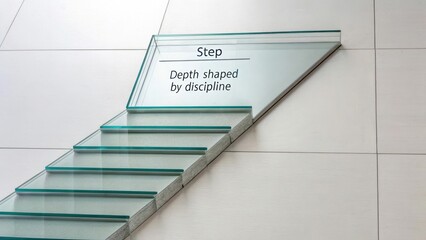 Modern glass staircase showcasing depth and discipline with minimalist design and contemporary architectural style