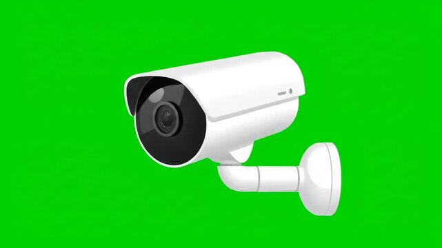 Flat 2D Cartoon Animation of a Security Camera on Green Screen