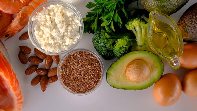 Foods containing vitamin D and omega 3. Selective focus. Food.