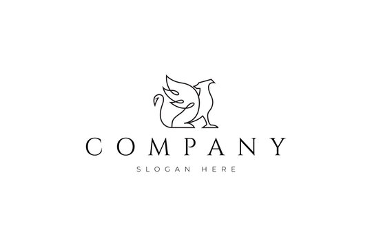 Griffin mythological animal logo with an abstract linear design concept