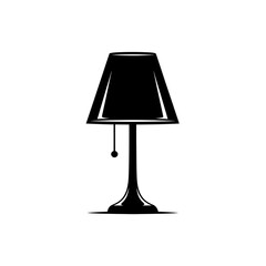 Obraz premium Table Lamp Silhouette Vector Icon - Light Fixture Black Shape on White Background - Minimalist Decor Symbol