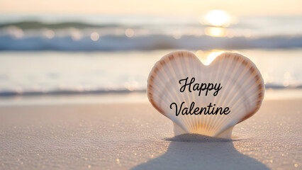 Sunset Beach Valentine Background with Copy Space